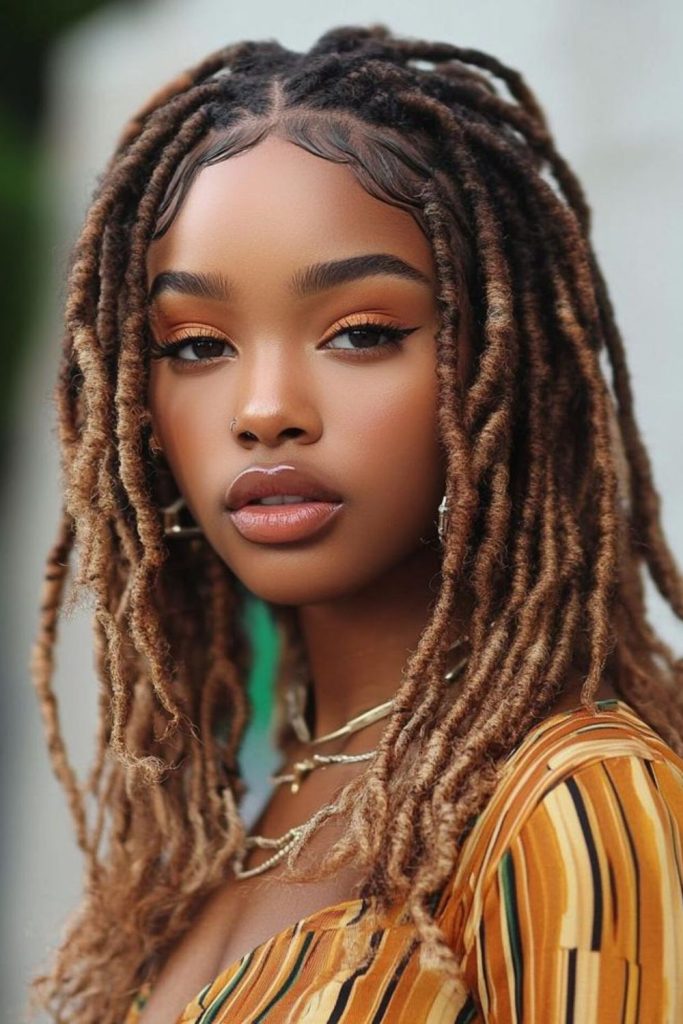 Ombre honeycomb layered loc pattern