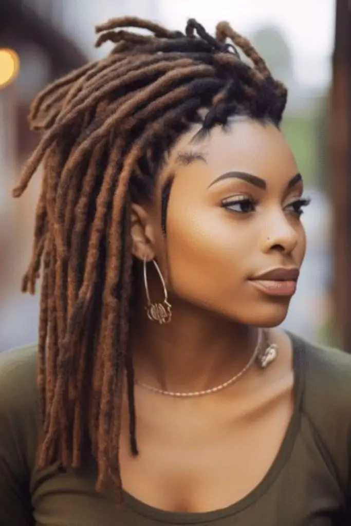Side-flipped locs styled without retwist