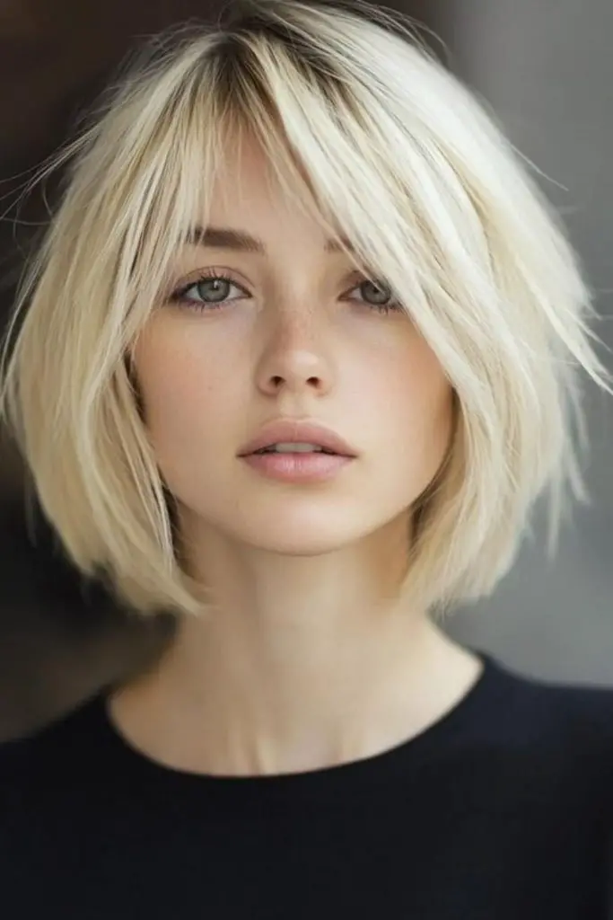 Pale bob with flirty crown lift