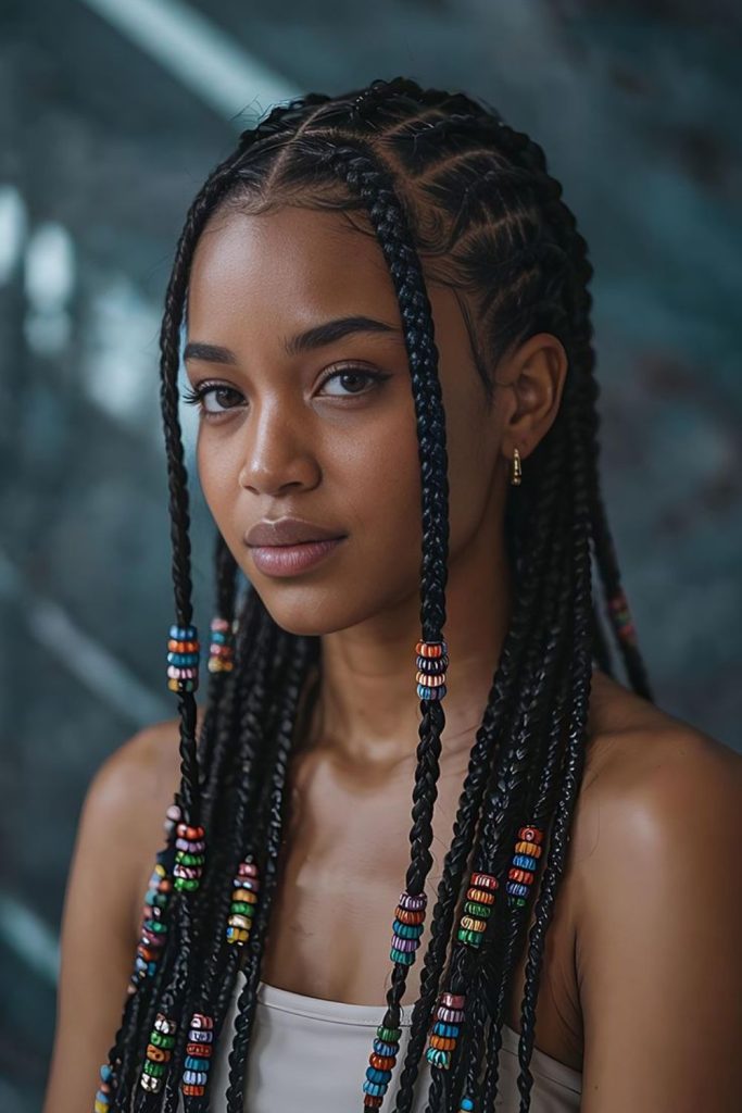 Spiral locs with pearl accents