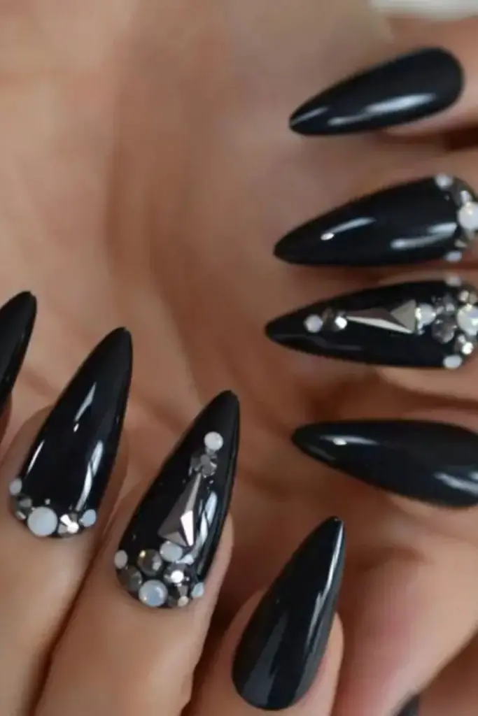 Pearly noir glint luxurious noir pearl nails