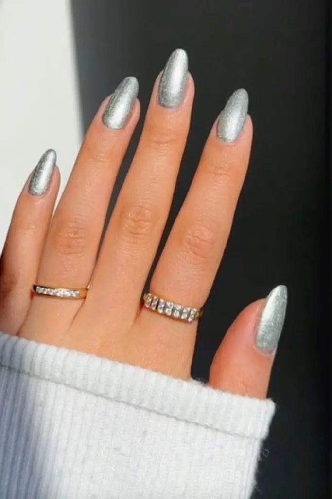 Pebbled stone textured minimalist grey nails