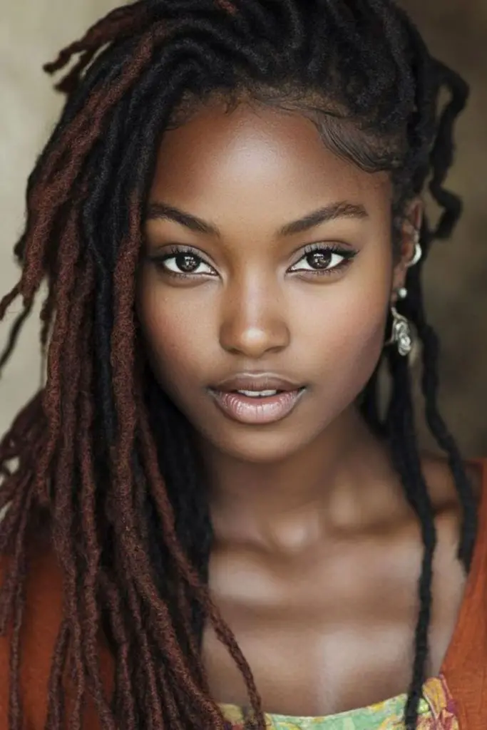 Side-parted locs flipped with attitude