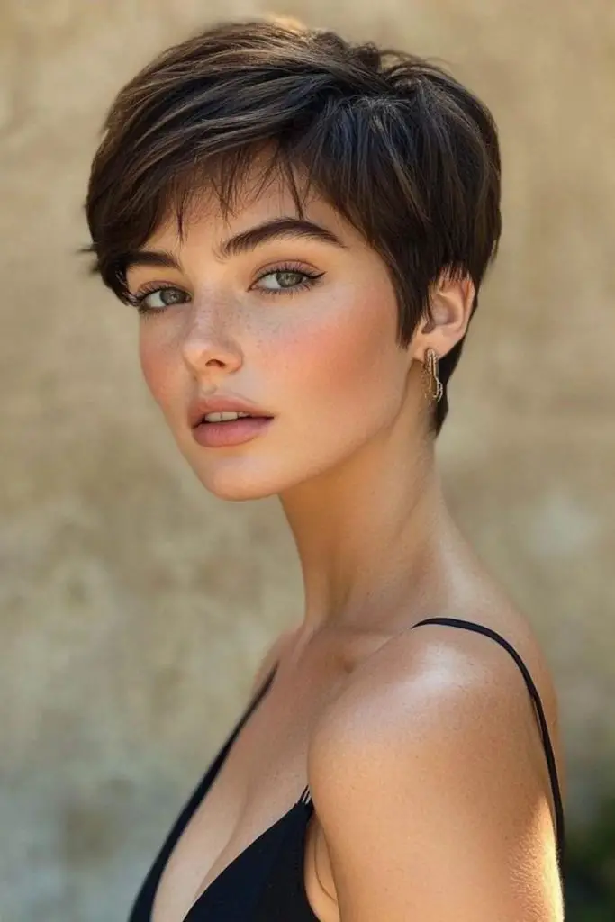 Edgy pixie crop with micro fringe