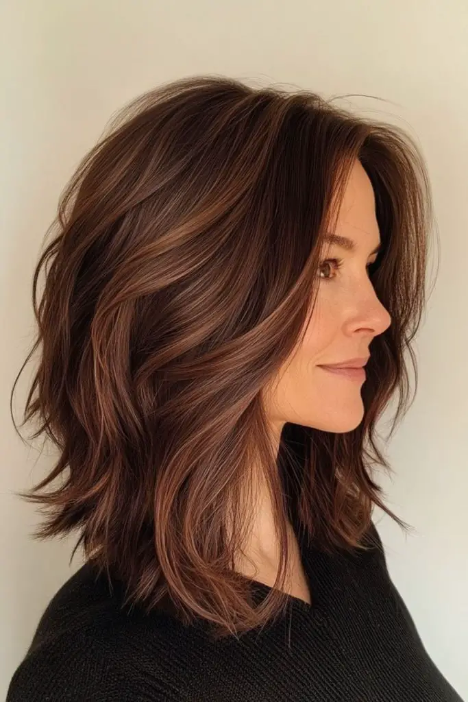 Smooth shoulder length style for women.