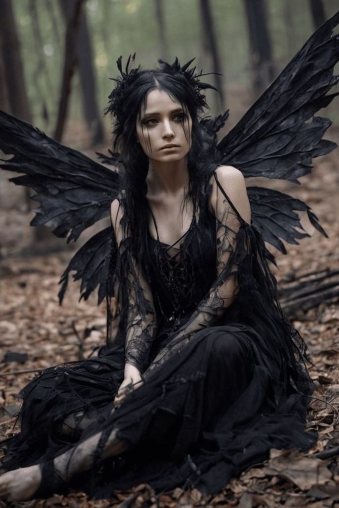 Raven harpy fiend with black feathers