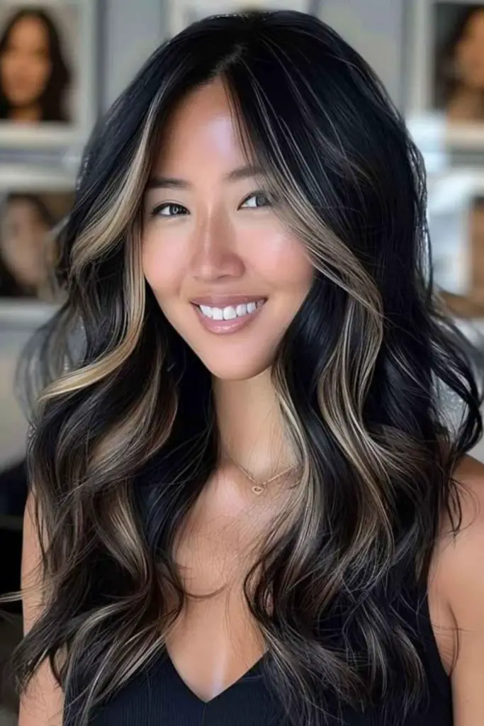 Raven hair with honey spark balayage