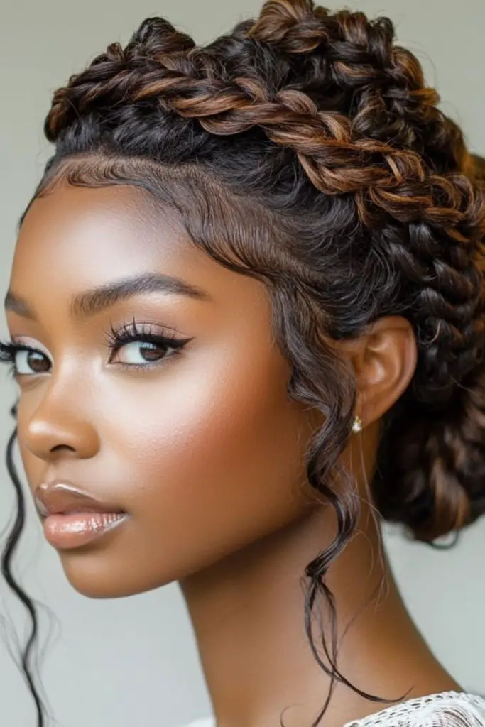 Rope braid crown bridal elegance