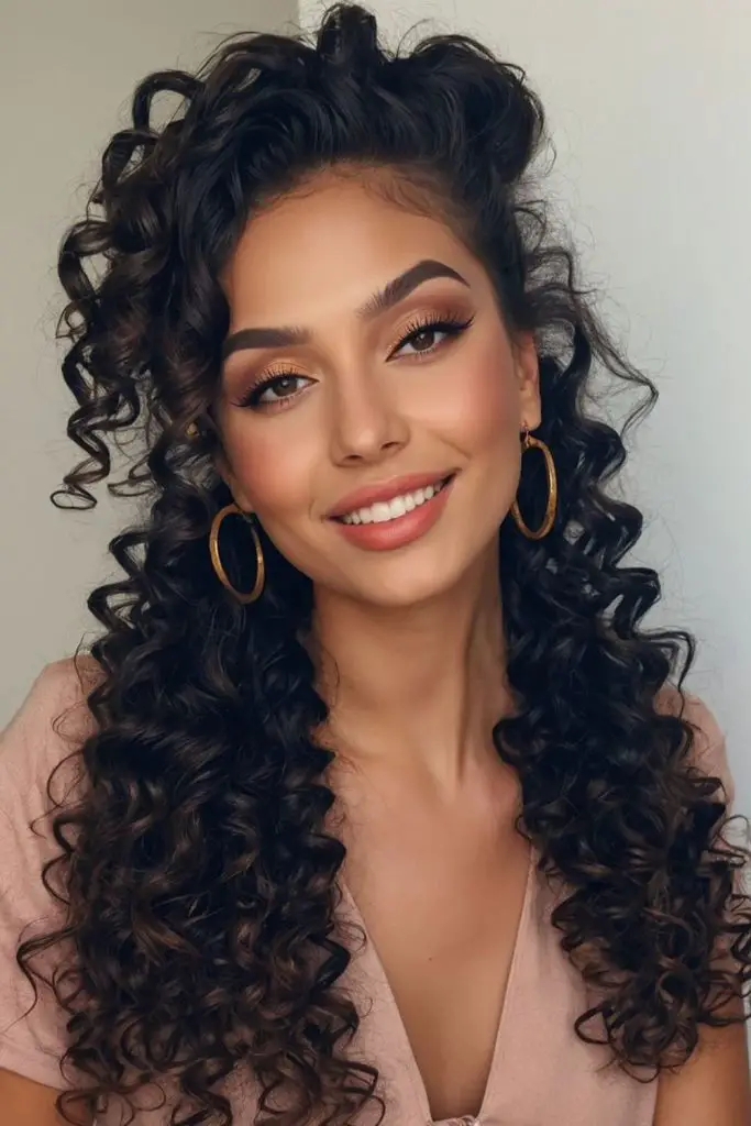 Crown-puffed curls shaped like blossoms