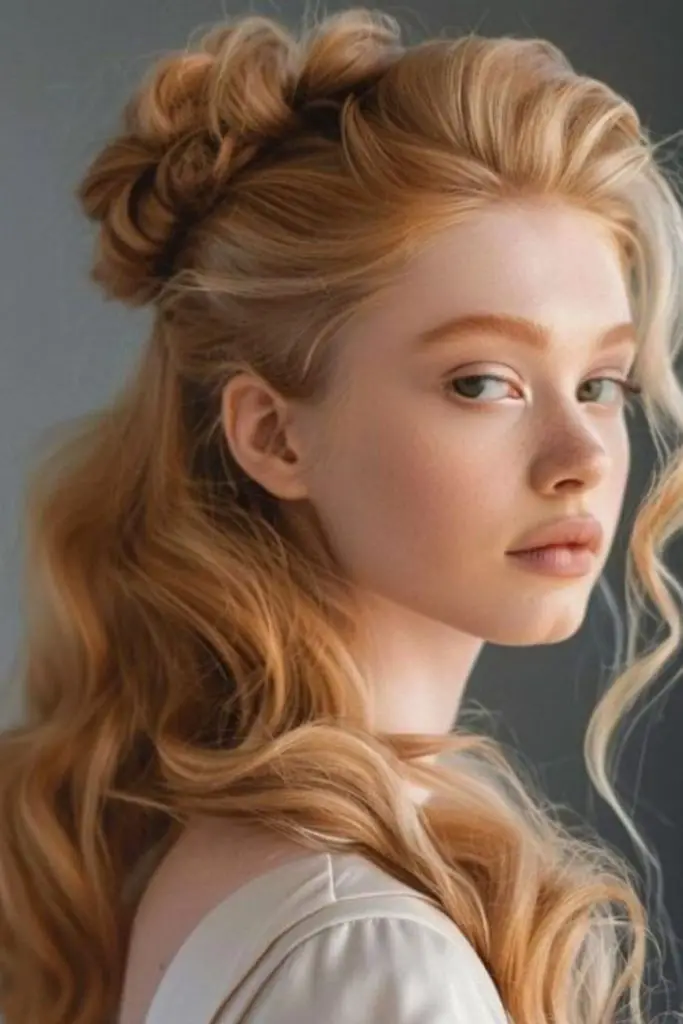 Rosette swirl bun with soft curls
