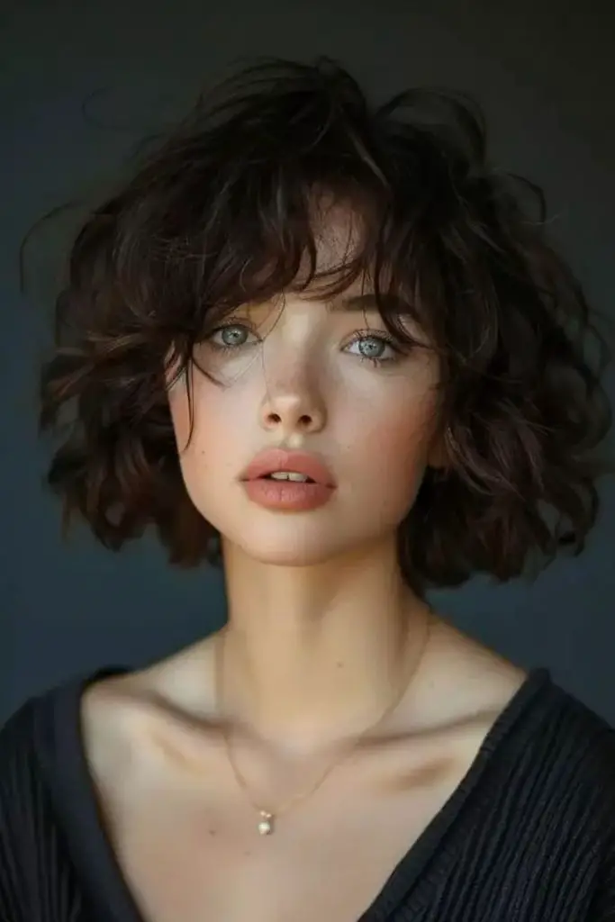 Tapered Parisian bob with gentle curl.