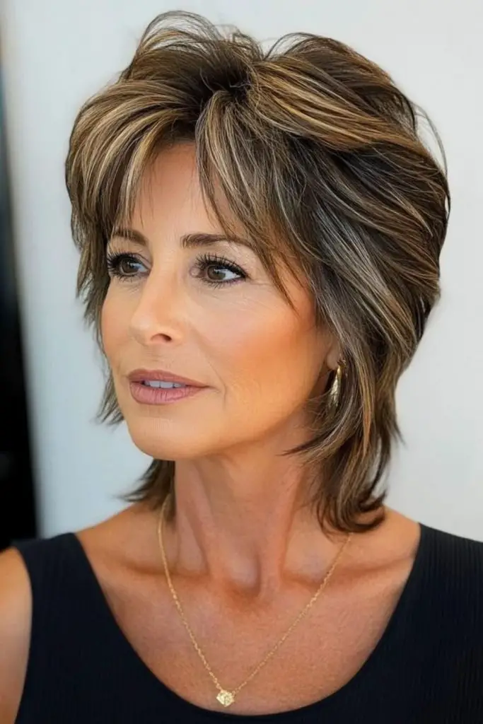 Russet mid bob with even bangs.