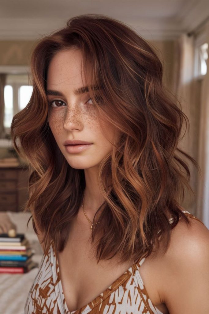 Rustic chestnut ombre soft fall transition.