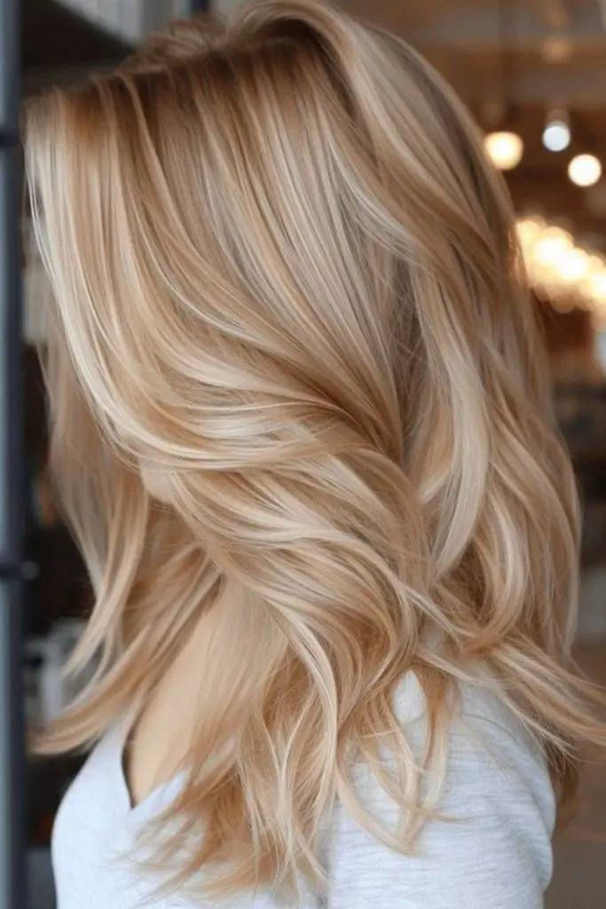 Champagne highlights across beige layers