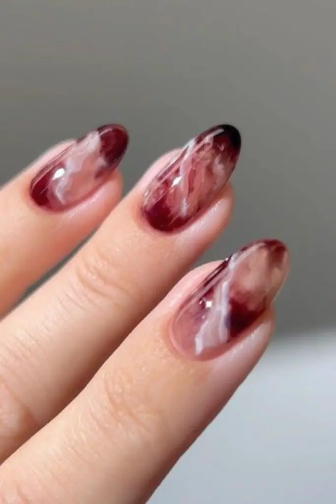 Scarlet marble surge intense scarlet marble nails