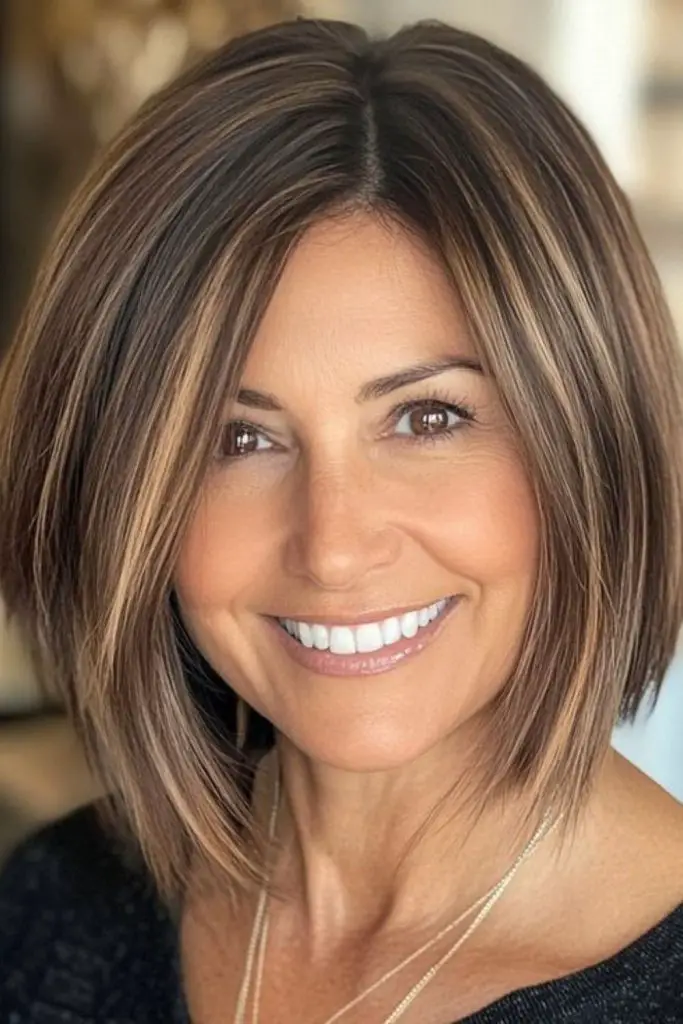 Sculpted mid bob for sleek finish