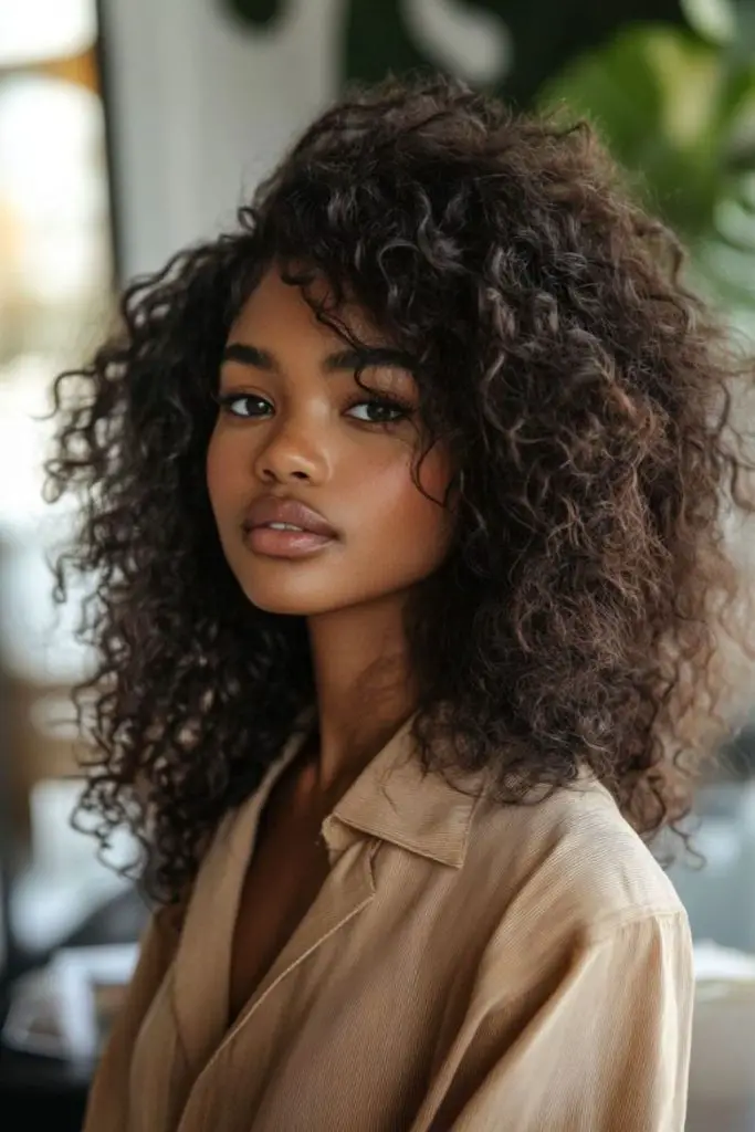 Deep side-part curly swoop