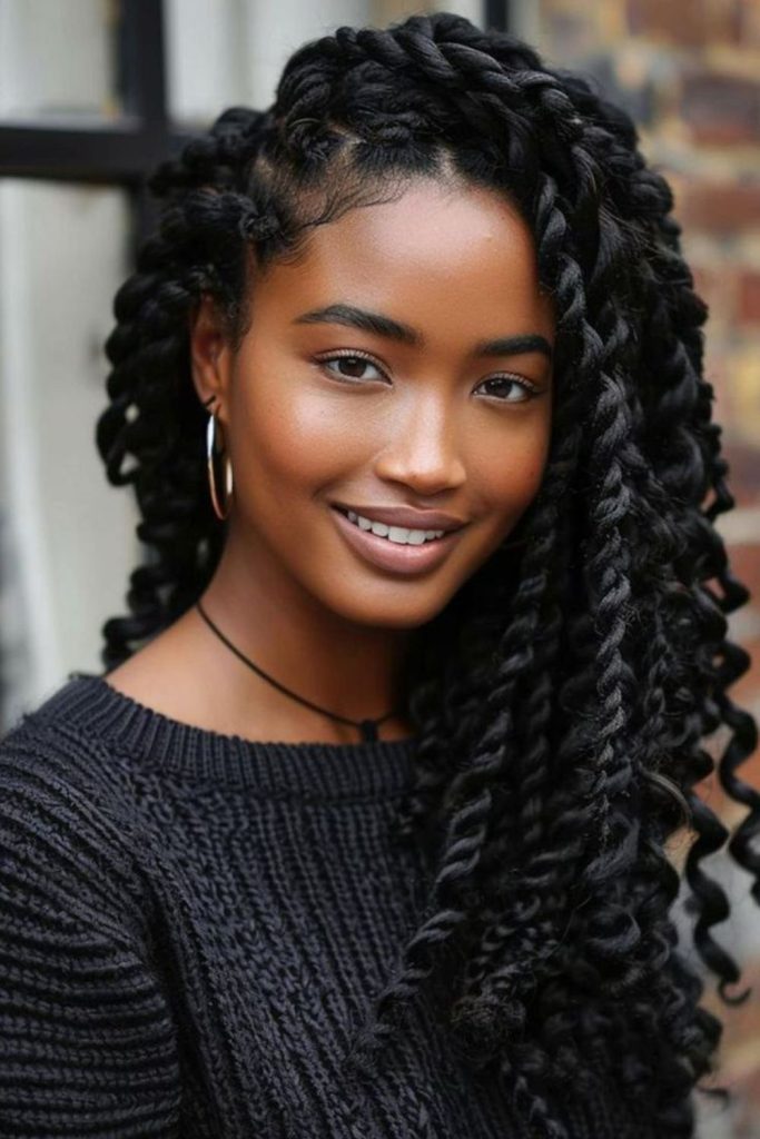 Side-swept locs with bold volume