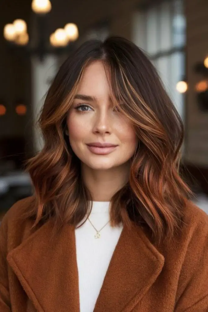 Silent ginger flare across dark hair