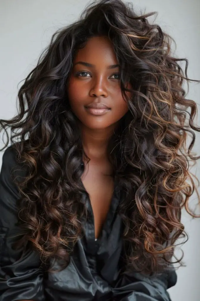 Thick natural curls in wild motion