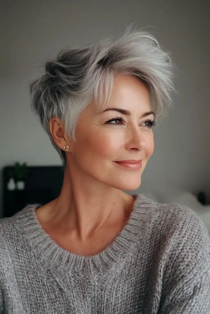 Sleek silver taper with crown lift.
