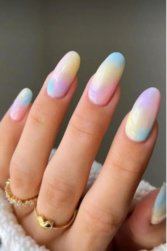 Sky mist mosaic airy pastel nails