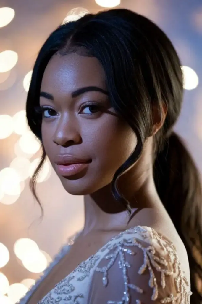 Sleek ponytail bridal hair look