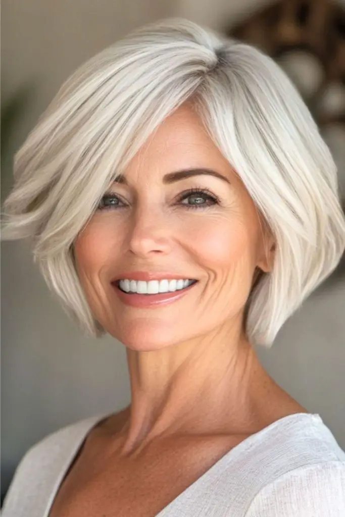 Airy chin-length bob with gentle tapering.