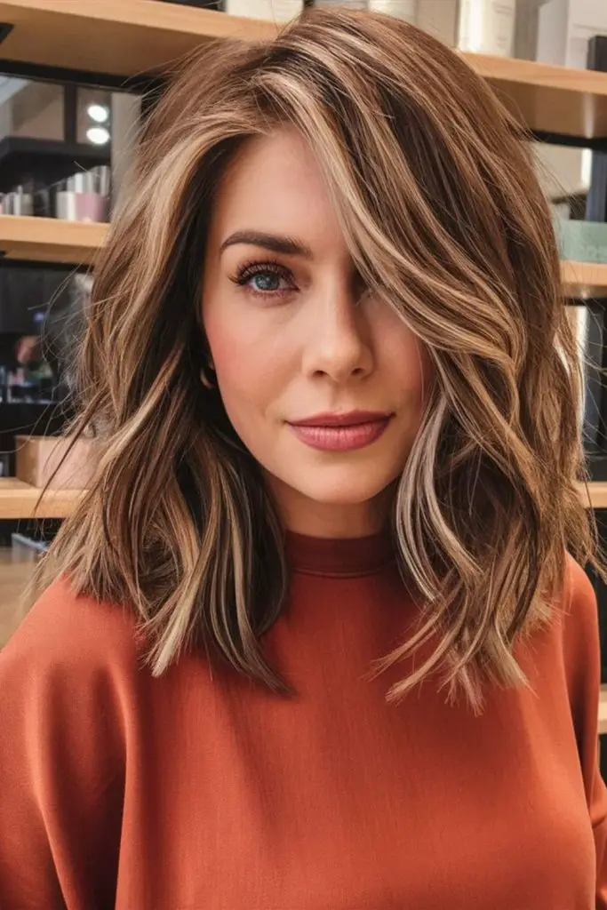 Asymmetrical layered haircut for modern look.
