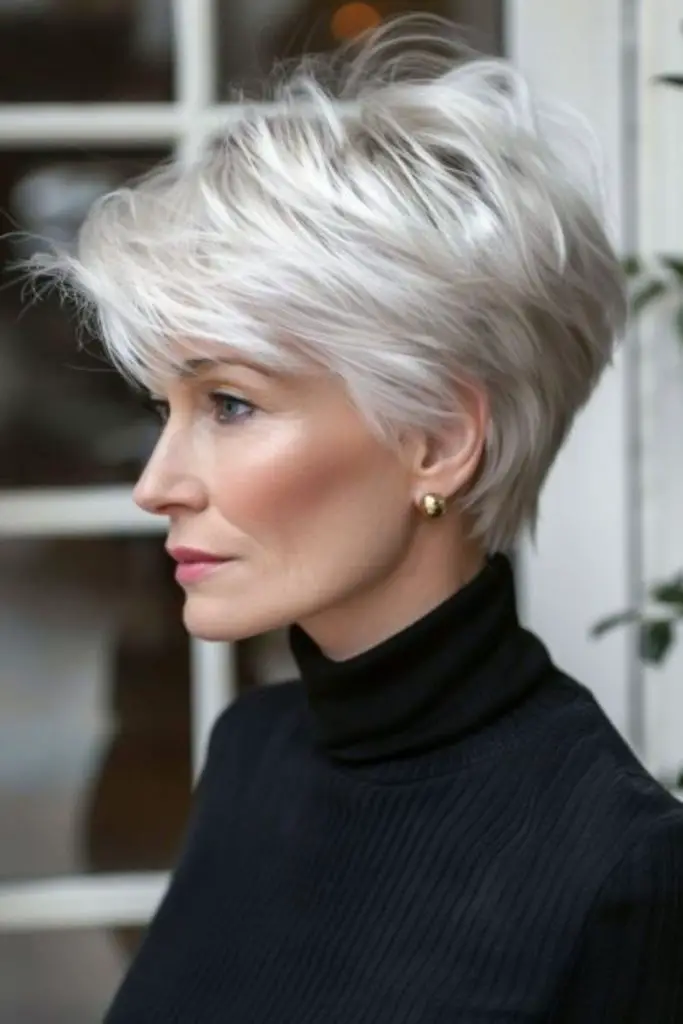 Textured pixie tapering at nape