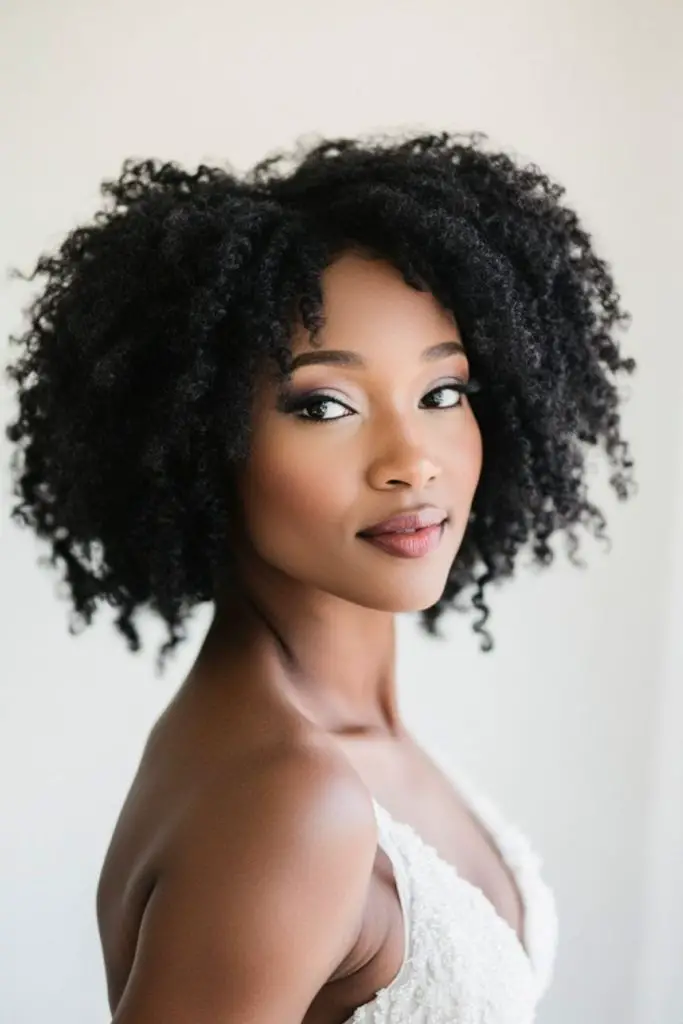 Spiral curls voluminous wedding look