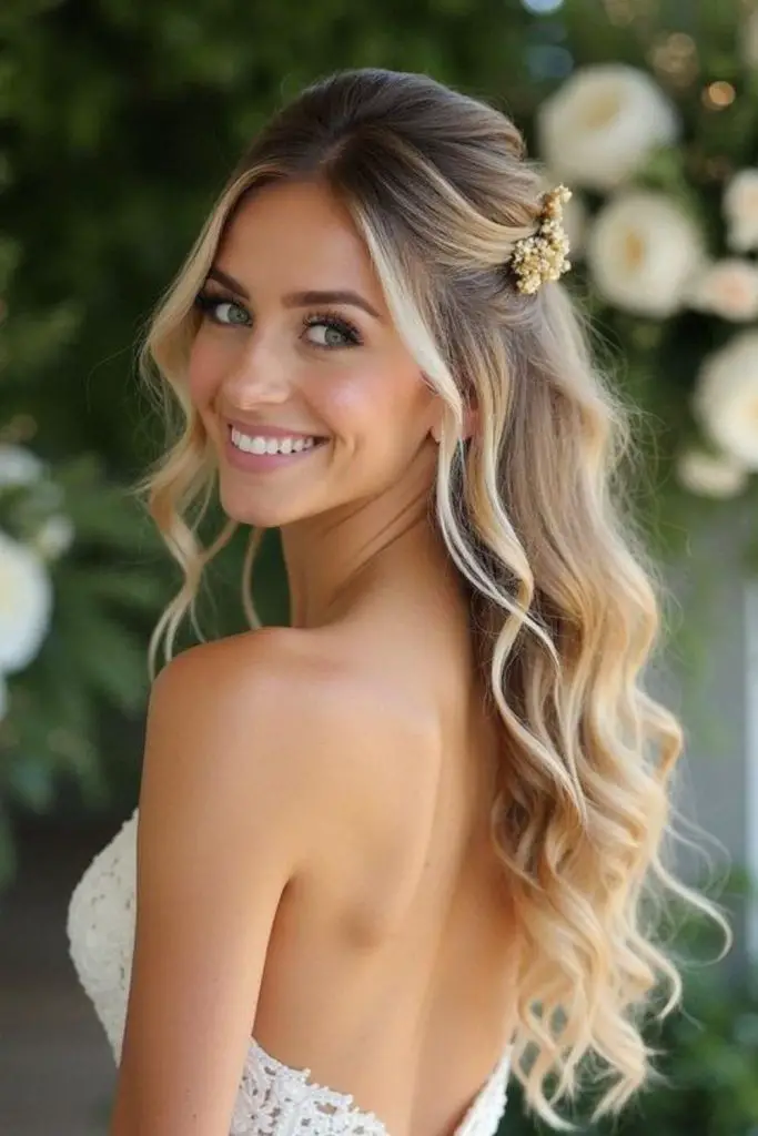 Glitter-pinned waves in half-up style