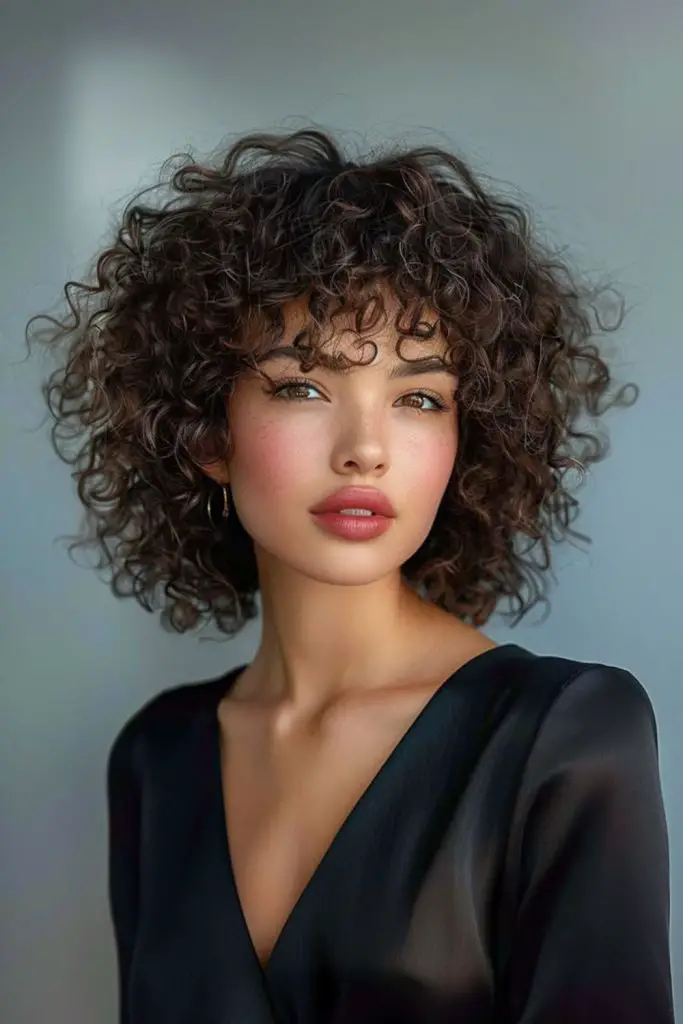 Short bouncy curls with rounded finish