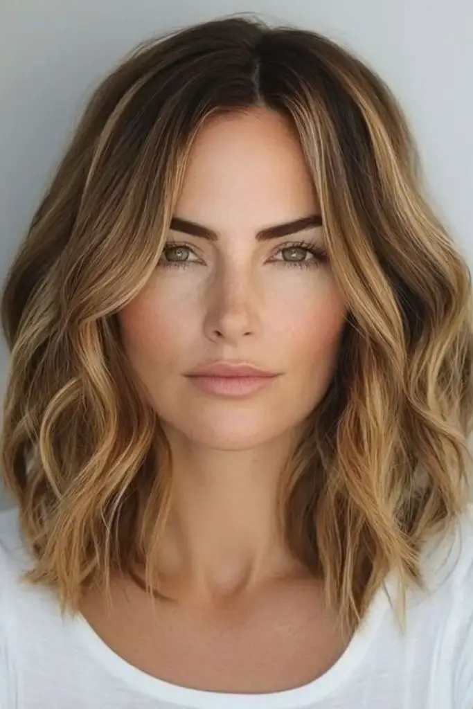 Sun kissed waves for mid length hair