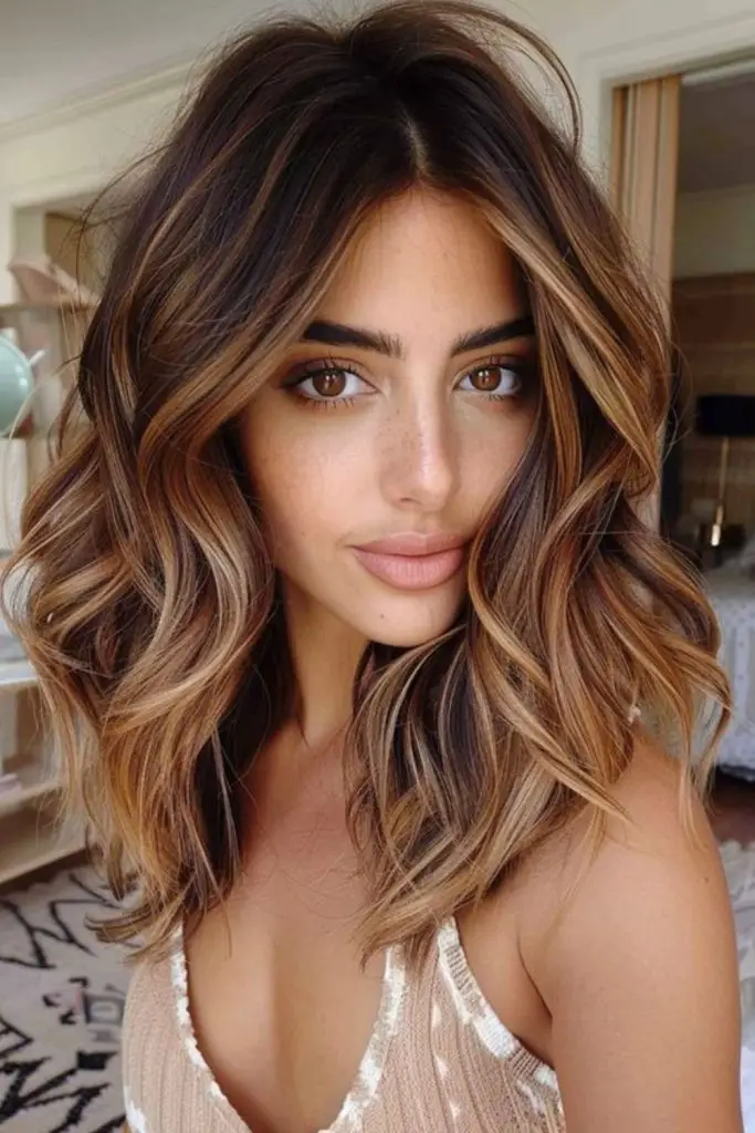 Amber and copper streaks through brown