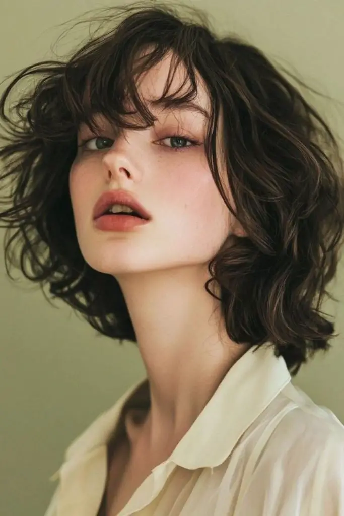 Neck-length tapered bob with soft lift.