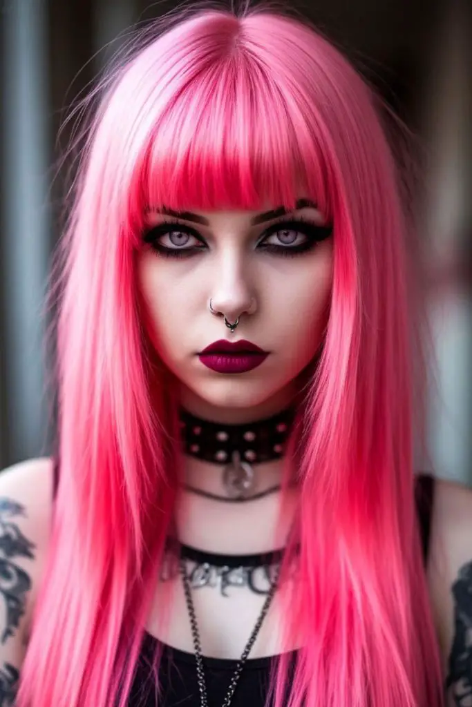 Sweetheart Vampire with bubblegum pink hair