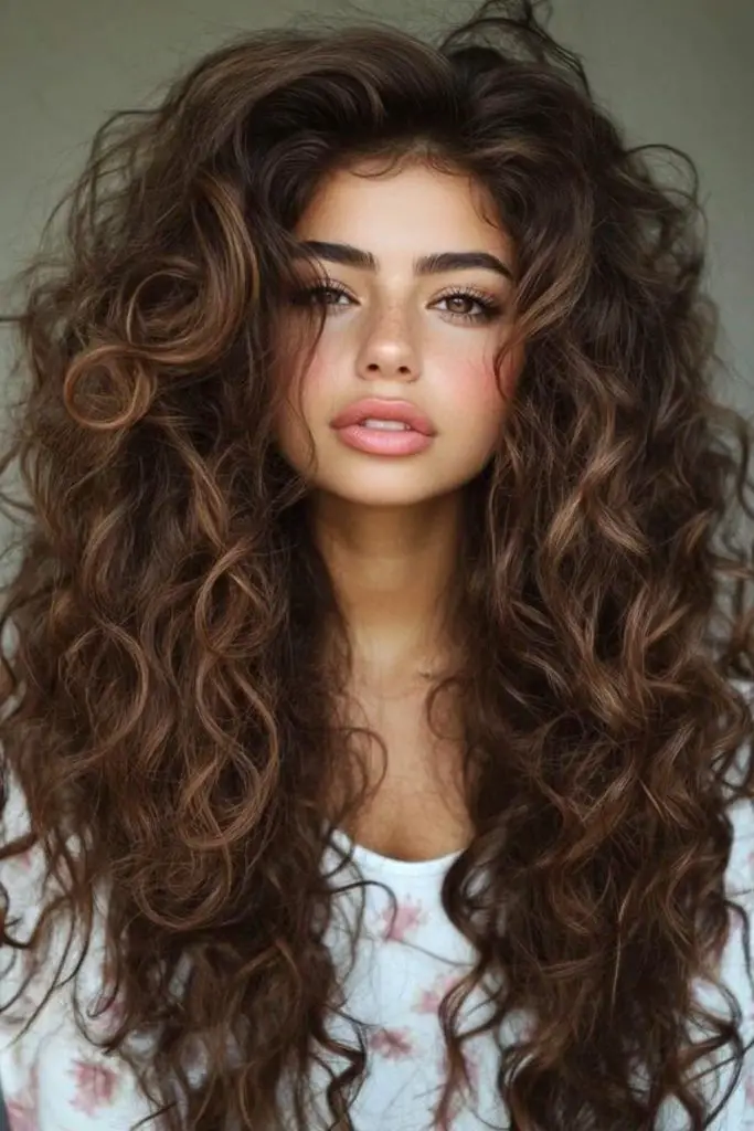 Wild voluminous curls in stormy shape