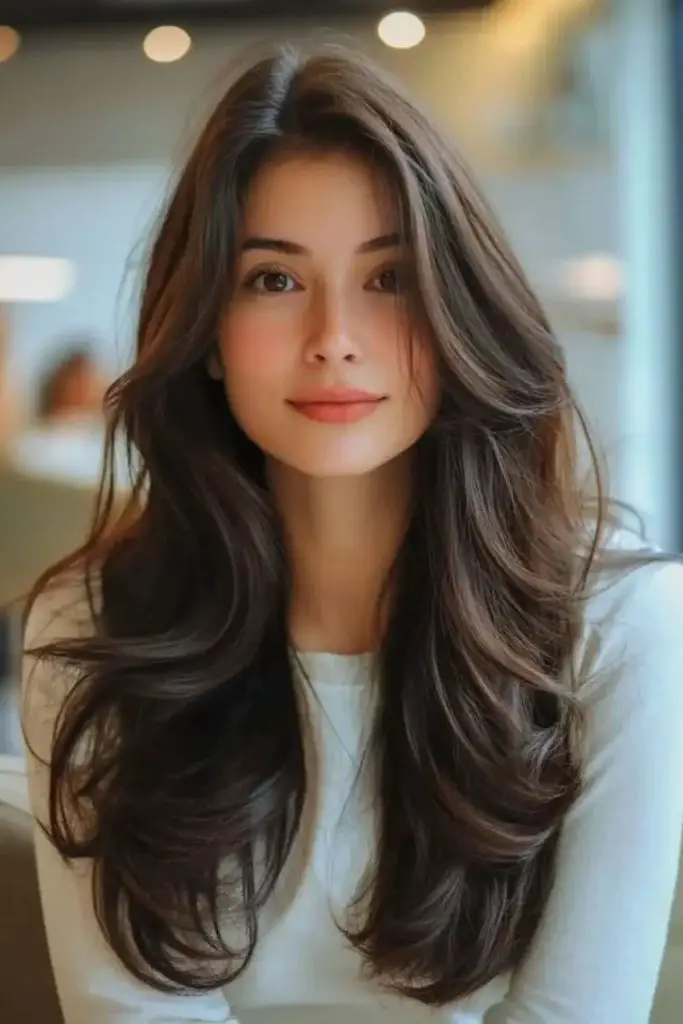 Tousled long layers with airy motion