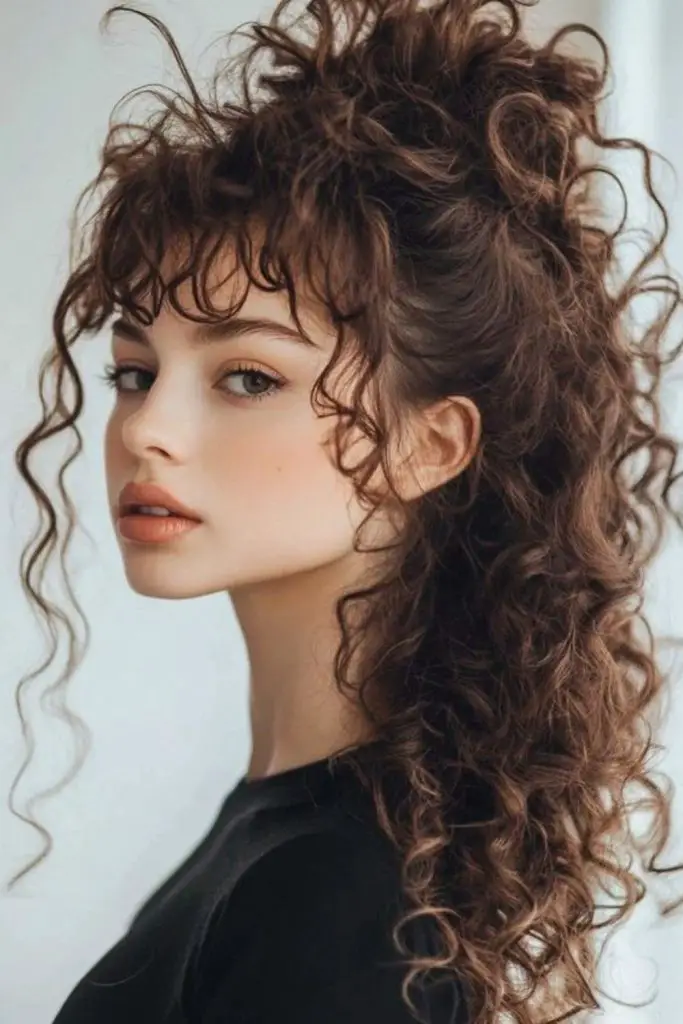 Swirling crown curls forming soft spiral