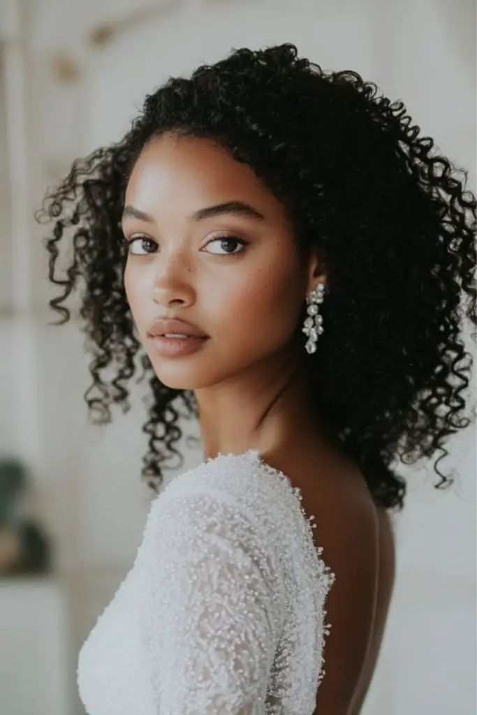 Twist out curls wedding hairstyle