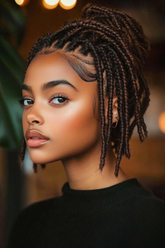 Braided loc crown with woven texture