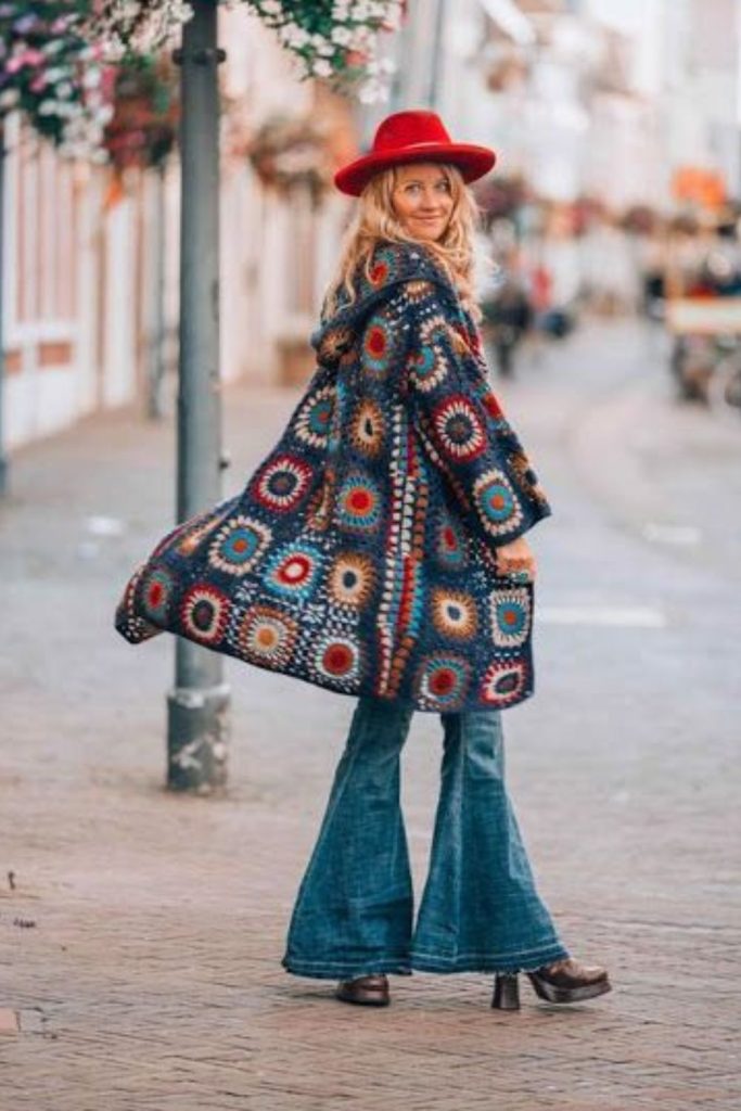 Oversized scarf patched jacket cargo