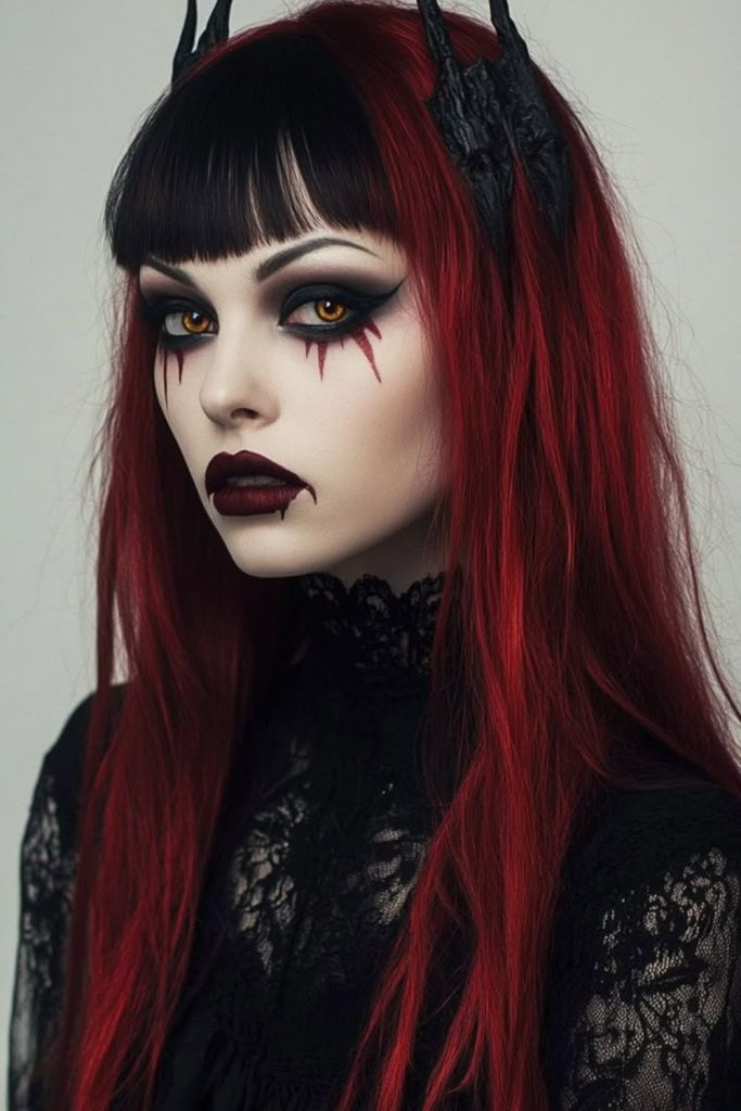 Vampire queen with flaming ruby hair.