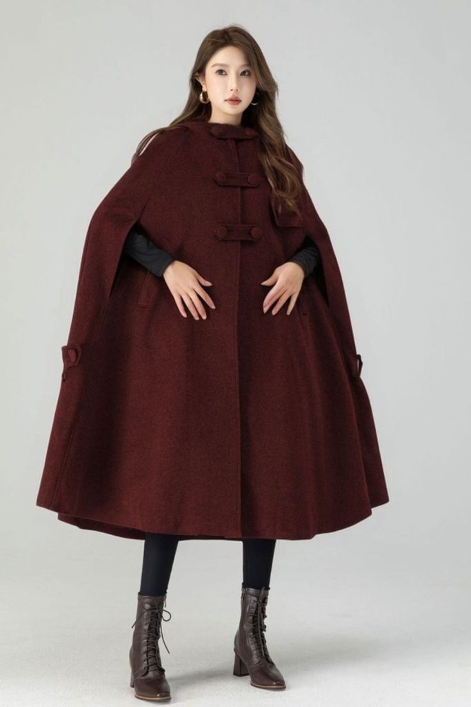 Velvet cloak simple silhouette boots