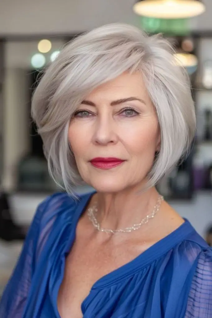 Side-swept bob with silky elegance