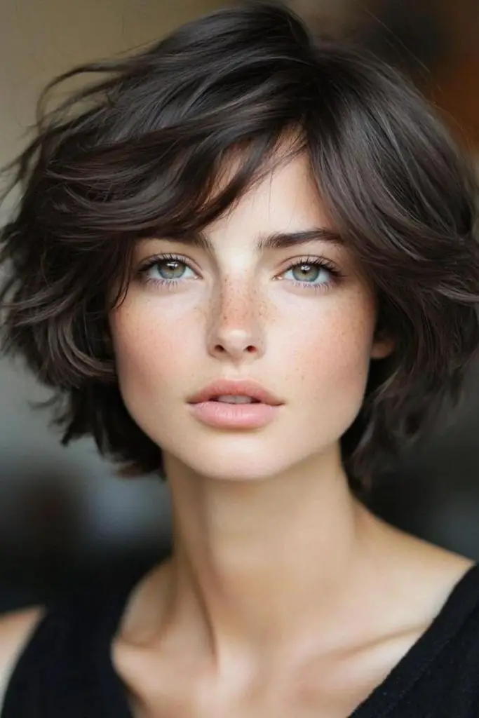 Silky soft French bob with cheek-hugging waves.