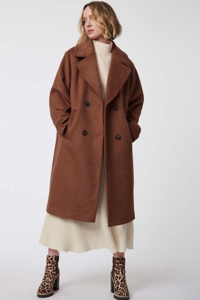 Whiskey wool coat warm autumn ensemble.