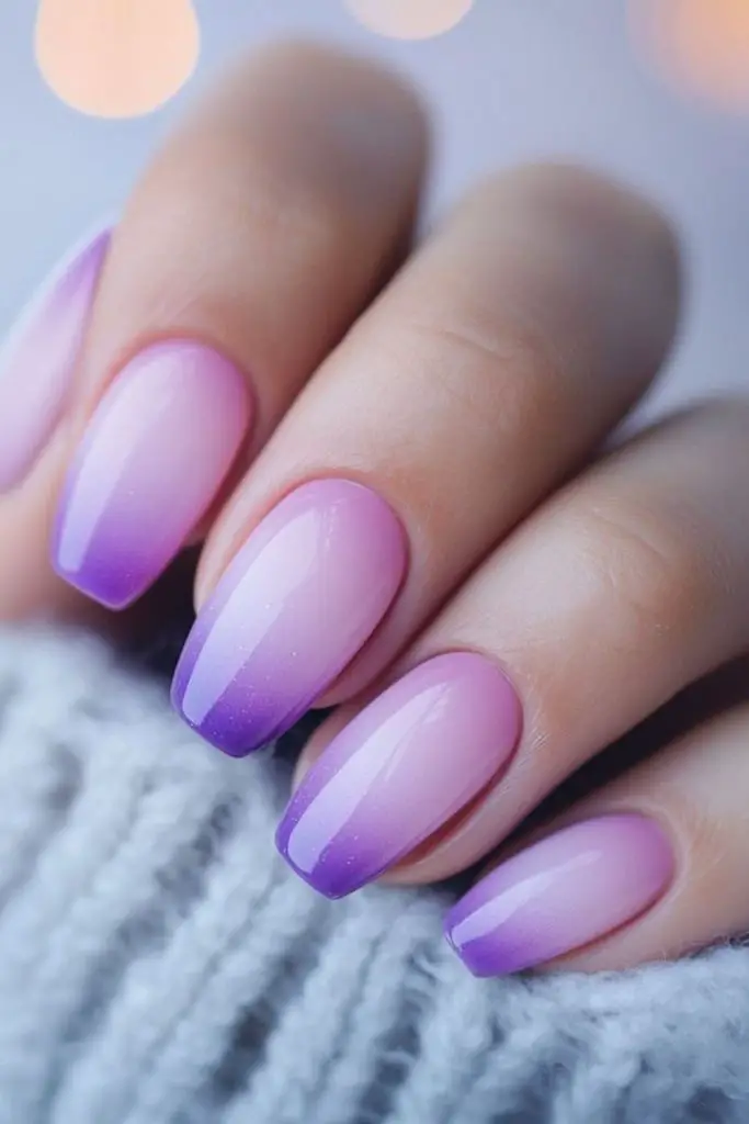Whispering lavender drift soft lavender gradient nails