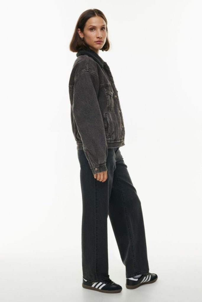 Sherpa denim jacket with trousers.